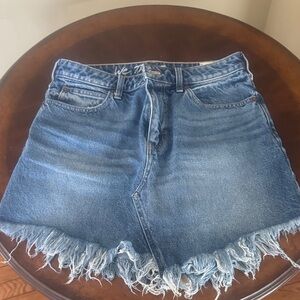 High-Waist Distressed Denim Shorts - Blue